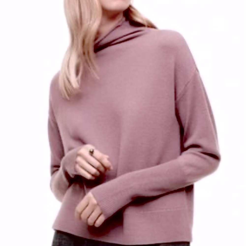 Sz XS Aritzia WILFRED Cyprie Merino Wool Turtleneck Sweater in Mauve